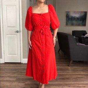 H&M Puff Sleeve Button Down Cotton Dress